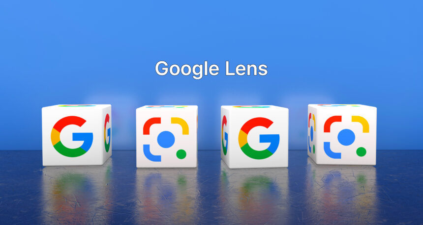 4つのキューブにGoogleのアイコンとGoogle Lensのアイコンが交互にプリントされたGoogle Lensのイメージ画像