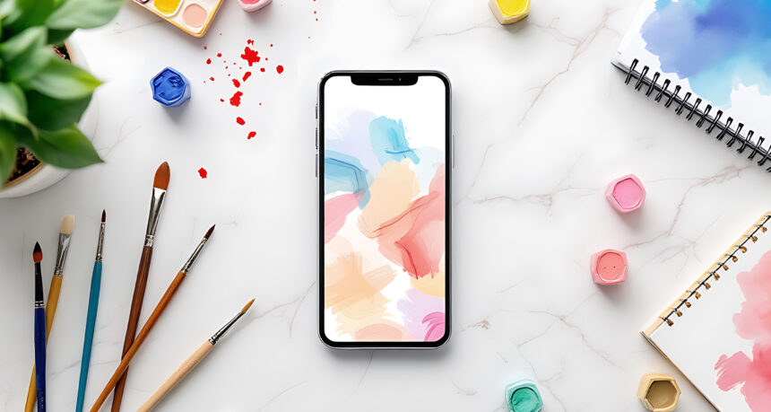 スマートフォンで描く水彩画のイメージビジュアル