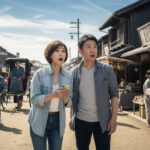 日本の江戸時代の中にタイムスリップした日本人ミドル夫婦