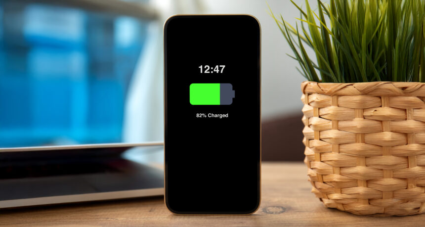スマートフォン画面にバッテリー表示