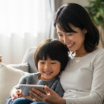 息子と母の親子で楽しむデジタルデバイス
