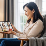オンラインで読書会をしている日本人女性