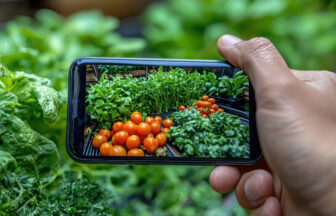 スマートフォンを使った家庭菜園イメージ