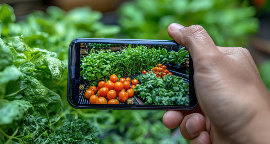 スマートフォンを使った家庭菜園イメージ