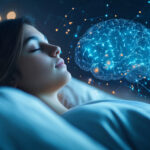 デジタルで快眠している女性