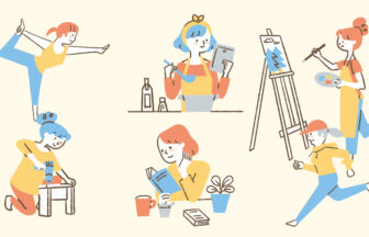 女性がさまざまな趣味に取り組むイラストイメージ