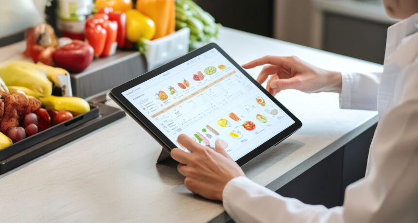 タブレットでレシピを見ている様子